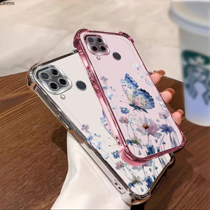 Thích hợp cho Realme C15 C12 C25 C25S C21 C21Y C25Y Narzo 20 30A Vỏ điện thoại chống sốc mạ điện hình con bướm cho bé gái Vỏ bảo vệ mềm TPU cho