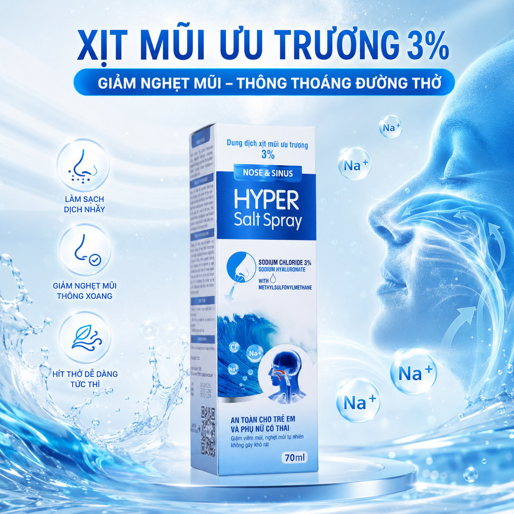 Xịt Mũi Họng Hyper Salt Spray- Rửa và Vệ Sinh Mũi Họng, Bảo Vệ Đường Hô ...