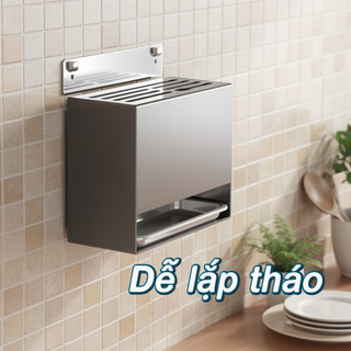 Treo Tường Khối Dao Đũa Giá Đỡ Thép Carbon Có Thể Tháo Rời Khay Chống Rỉ Giá Bếp