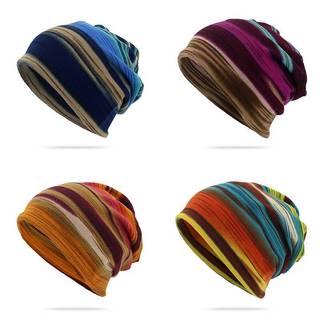 VRZ Mới Thời Trang Nữ Mũ Mềm Mùa Xuân Thu Ấm Beanies Người Lớn Thể Thao Ngoài Trời Mũ Sọc Hip Hop Bonnet HOT