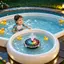 Đài phun nước chạy bằng năng lượng mặt trời Nổi 6 vòi phun Đèn đầy màu sắc tròn Đài phun nước tắm chim năng lượng mặt trời cho sân sau ngoài trời jiwvn