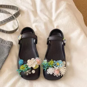 Phong Cách Mới Tay Đính Hoa Giày Lỗ Hoa Phụ Kiện Trang Trí Phong Cách Mori Cô Gái Phong Cách Có Thể Tháo Rời Giày Khóa Bộ