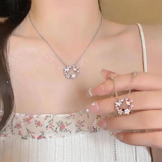 Zircon Fritillaria Mặt Dây Chuyền Hoa Bướm Vòng Cổ Hương Thơm Nữ Vòng Cổ Thời Trang