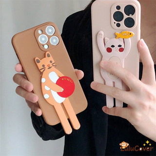 Sáng Tạo 3D Động Vật Có Thể Gập Lại Đứng Dành Cho Honor 300 200 100 90 80 GT 70 60 50 SE 30 20 Pro 5G 4G Nova 5 5T Pro Phim Hoạt Hình Gấu Trúc Mèo Con Mèo Cặp Đôi Phong Cách Mềm