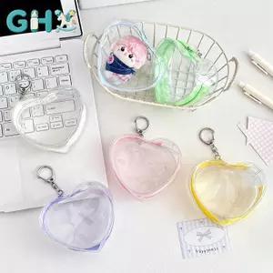 GHX Di Động Nhiều Màu Sắc Trái Tim Trong Suốt Dây Kéo PVC Túi Bảo Quản Kaychain Sang Trọng Búp Bê Bảo Vệ Tai Nghe Dây Dữ Liệu Túi Đựng Tiền Xu VN