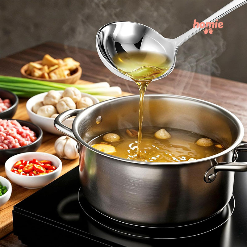 Muỗng thép không gỉ đáy phẳng đầu tròn dùng trong gia đình và cho trẻ em. Muỗng cơm cho trẻ em.