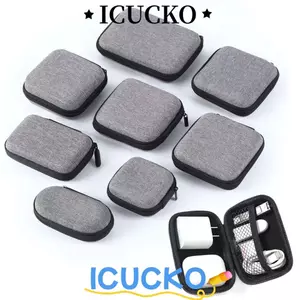 Túi đựng tai nghe dây kéo ICUCKO, Túi lưu trữ kỹ thuật số Mini đa chức năng, Hộp đựng cáp sạc chống sốc bảo vệ di động Đĩa U