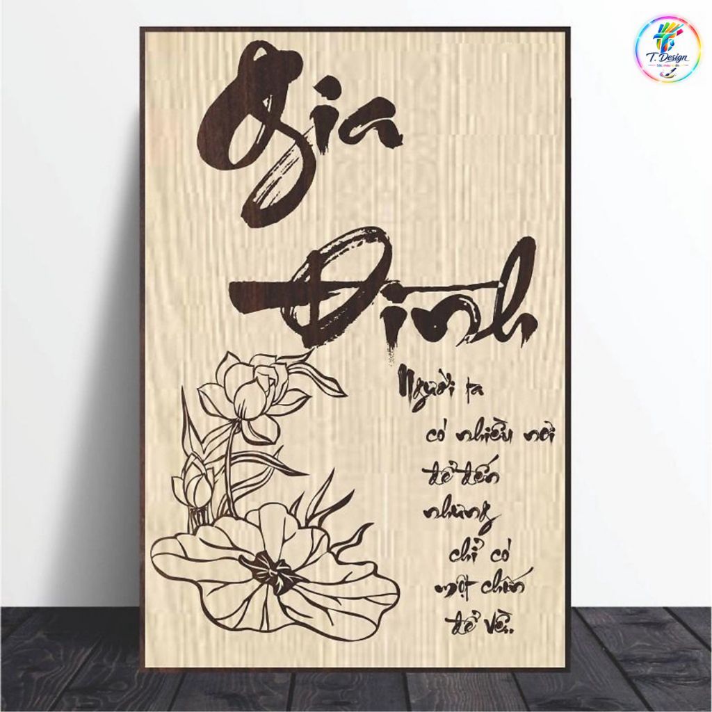 Tranh thư pháp treo tường phòng khách, trang trí nhà, quà tặng độc đáo, thiết kế theo yêu cầu fomex cứng 5mm