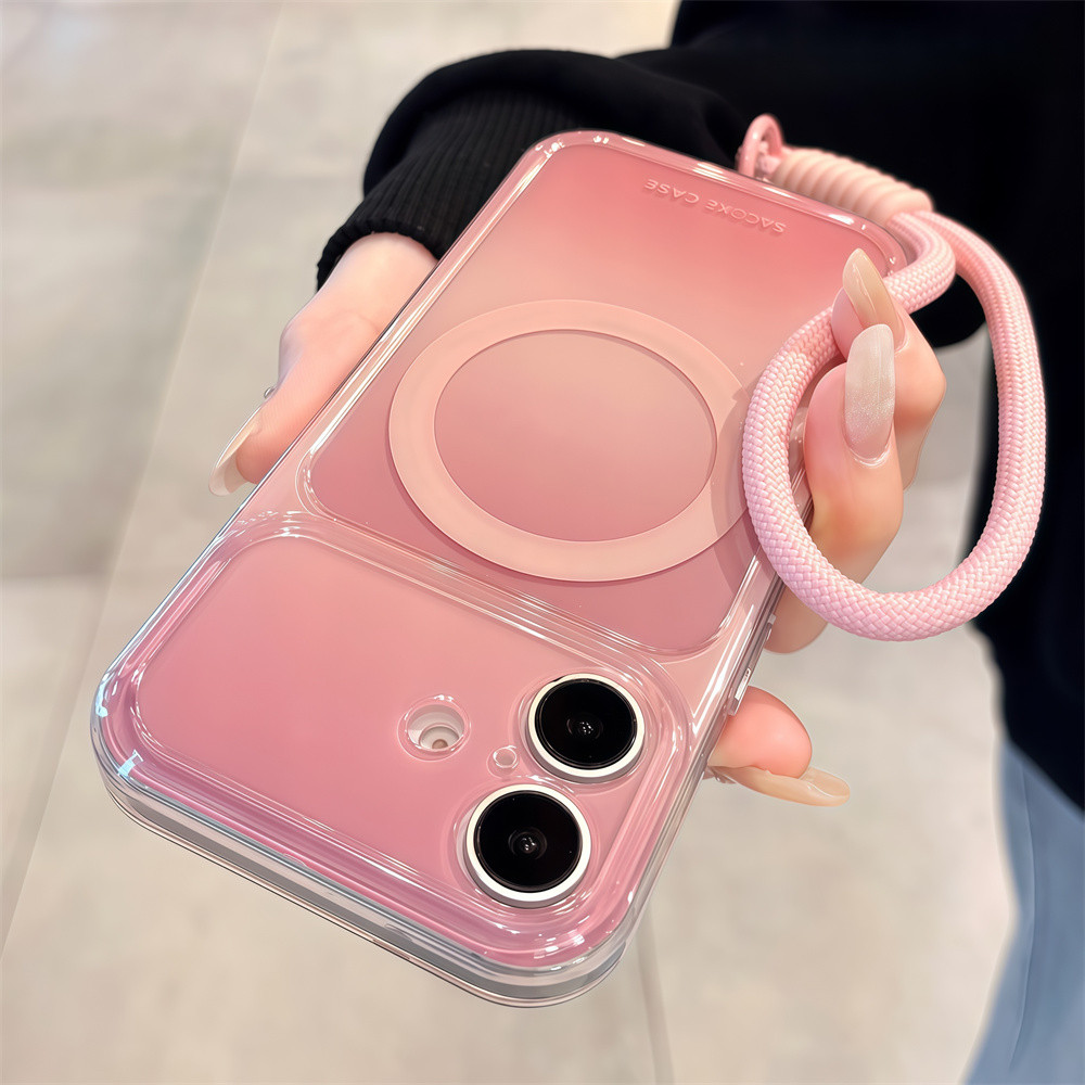 Ốp điện thoại từ tính dây rút gradient màu cho iPhone 17 Pro Max 14 15 16 pro max Bảo vệ ống kính chống rơi Vỏ cứng bảo vệ điện thoại