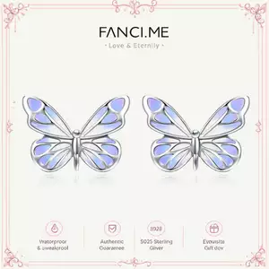 FANCIME "Bướm Starlight" Bông tai bạc tráng men dạ quang