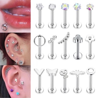 1 Cái 16G Viền Môi Bằng Thép Không Gỉ Với Zircon Xoắn Ốc 8 Mm Bông Tai Cho Earlobe Và Tragus