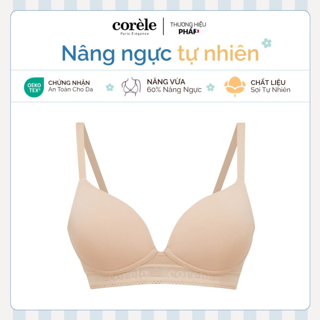 Áo ngực nữ nâng vừa không gọng, vải sợi tre mềm mát, bản lưng chữ U che gọn mỡ lưng, chuẩn OEKO-TEX | CORÈLE 31138B