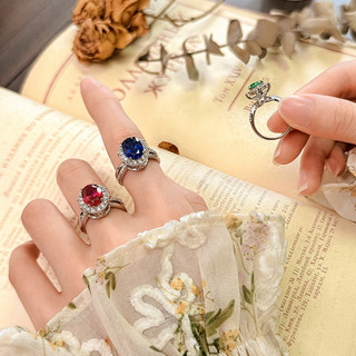 Châu Âu Mỹ ins Phong Cách Mới Mô Phỏng Nhiều Màu Sắc Kho Báu Đóng Nhẫn Nữ 8 * 10MM