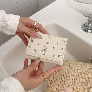 Phim Hoạt Hình Mèo In Hoa Đựng Thẻ Ví Nữ Nhiều Khe Thẻ Tín Dụng Photocard & ID Hình Ví Bảo Quản