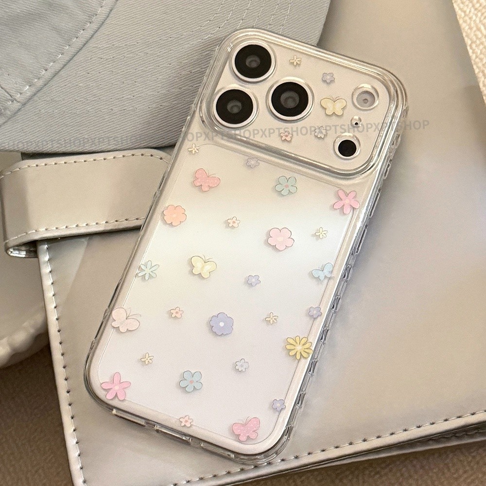 Ốp điện thoại hình trái tim tình yêu bên hoa đầy màu sắc cho iPhone 17 Pro Max 16 15 14 13 Vỏ bảo vệ chống sốc