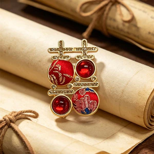 WHX-Trung Quốc Phong Cách Thêu Happy Word Trâm Chống chói Trâm Cài Đám Cưới Trung Quốc Mới Lưu Niệm Trâm Cài Năm Mới Lễ Hội Quần Áo Phụ Kiện