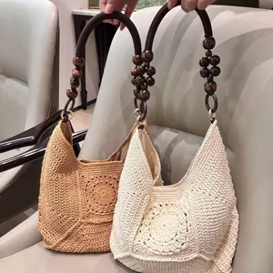 Phong Cách Mới Phong Cách Dân Tộc Cotton Ren Móc Nách Túi Nữ Cao Cấp Mới Phong Cách Trung Hoa Hạt Túi Kỳ Nghỉ Đơn Giản Túi Rơm