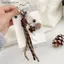 SSVN Dây bện dễ thương Tình yêu Đính cườm Bóng lông tơ Móc khóa Mặt dây chuyền Bapa Charm Túi dây chuyền điện thoại Treo Girl DIY Love Bule Móc khóa Quà tặng.