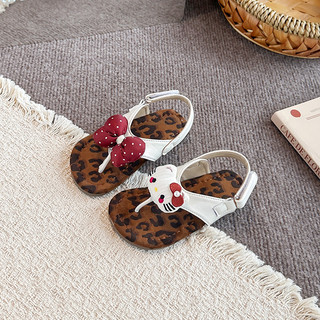 Dép Bé Gái Hello Kitty Da Báo In Trẻ Em Giày Trơn Màu Đa Năng Thoáng Khí Mùa Hè 2026 Mới Trẻ Em Xăng đan Mũi Mở Đáy Mềm