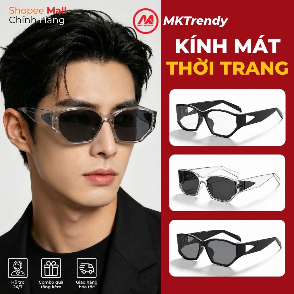 Kính râm thời trang gọng vuông MKTRENDY kính đổi màu chống tia UV phong cách sang trọng T18