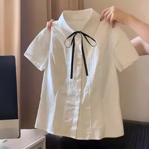 Áo Sơ Mi Giảm Tuổi Phong Cách Preppy Mùa Hè Ngọt Ngào Ôm Hơn Nhìn Thời Trang Ren Top Nữ