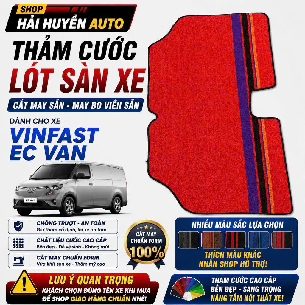 Bộ thảm lót sàn cước cho xe tải Vinfast EC Van cắt sẵn và may bo viền chống nước, chống trơn trượt, Nội thất ô tô