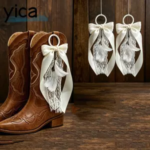 YICA 1 Cặp Bùa Khởi Động, Có Thể Tháo Rời Tua Rua Ruy Băng Giày Quyến Rũ Trang Trí, Sáng Tạo DIY Ren Nơ Boot Phụ Kiện Cho Giày Cao Bồi