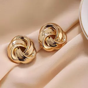 ECK Thời Trang Đơn Giản Màu Vàng Xoắn Ốc Xoắn Ốc Thắt Lưng Bông Tai Nữ Kim Loại Không Đều HOT