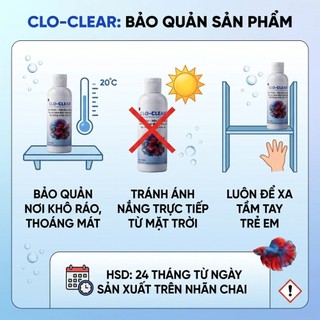 CLO-CLEAR Nước Xử Lý Sạch Phèn Hết Clo Tức Thì, Bảo Vệ Mang Cá, An Toàn Cho Thủy Sinh