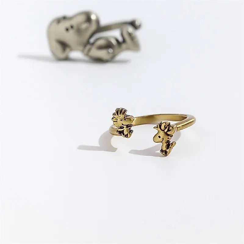 Nhẫn Snoopy & Bird Dễ Thương Phù Hợp Với Hoạt Hình Đơn Giản Giá Trị Cao Niche Thiết Kế Nhẫn Quà Tặng