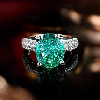 Châu Âu Mỹ ins Phong Cách Mới 8g Xanh Zircon Mở Nhẫn Nữ