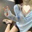Yufeng Feel Mỏng Áo Thun Dài Tay Chống Nắng Áo Sơ Mi Rời Pure Desire Girl Top