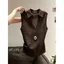 Áo Vest dệt kim không tay cổ POLO màu cà phê cỡ lớn MM dành cho nữ, mùa hè phong cách mới Niche All-Match Top
