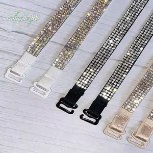 CATMALLER88 1 Cặp Dây Áo Ngực Thay Thế, Dây Đeo Áo Ngực Cổ Vải Co Giãn Lấp Lánh, Dây Đeo Ngang Dây Đeo Vai Đôi Thắt Lưng Áo Ngực Kim Cương Giả