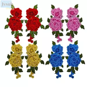 JVSUB Thêu Hoa Táo, Hoa Hồng Hoa Hồng Miếng Dán, Thời Trang Thanh Lịch 24 * 12CM Hoa Miếng Dán Đầm Mũ Túi Quần Jean Táo