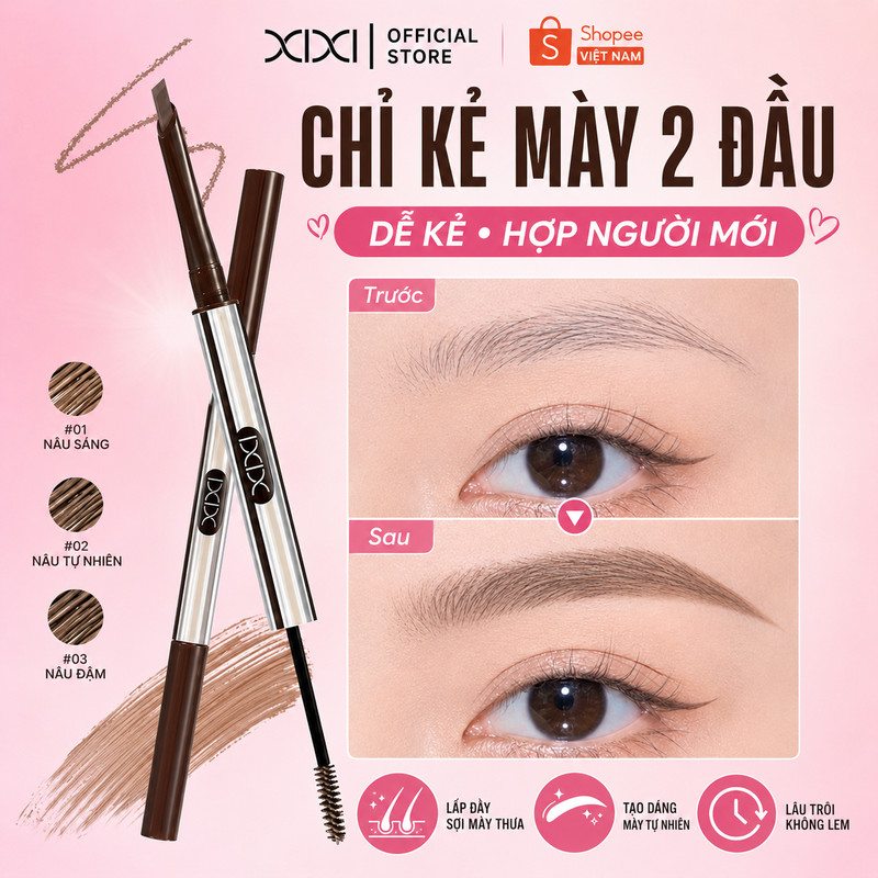 XIXI Chì Kẻ Mày Tự Động Ngòi Mảnh, Dễ Vẽ Chân Mày Tự Nhiên, Không Lem Lâu Trôi D695