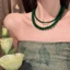 Vòng cổ hạt xanh PYCOU, Khóa chuyển đổi 4 6 8 10mm Vòng cổ Choker, Dây chuyền xương đòn tròn thủy tinh dành cho nữ