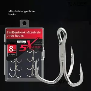 NEWIDEA 10 Móc Cá, Dụng Cụ Câu Cá Treble Jig Câu Cá Móc Ba Mỏ neo, Sắc Nét 5X Tăng Cường Móc Thép Carbon Cao Bền Đẹp
