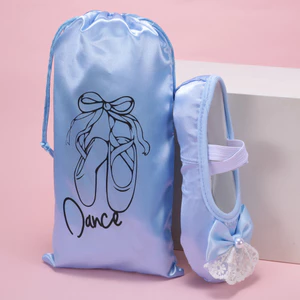 Gói giày ba lê Satin Polyester Satin đơn giản Túi đựng dây rút đôi miệng