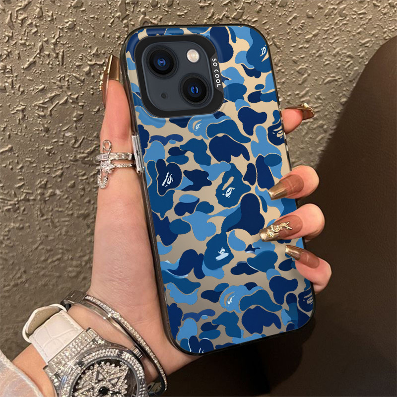 Ốp Điện Thoại Samsung Galaxy A02S A03 A04 A03S A05 A05S A06 4G A07 A17 A12 13 A14 A15 A16 A20 A30 A22 A23 A25 A31A32 A35 A33 A50 A50S A30S A51 A52 A55 A5G Màu Xanh Ngụy Trang Nghệ Thuật
