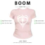 BOOM Áo Baby Tee Nữ Cotton Ôm Body-Áo Thun Ngắn Tay Y2K In Hình PhongCách Mùa Hè, Cổ Tròn Hàng Đầucách hàn quốc phong101