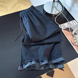 Fungus Edge Stitching Ice Silk Quần dài đến mắt cá chân dài khô nhanh, mùa hè mỏng cao che phủ đáy sâu hơn Nhìn thẳng thường ngày