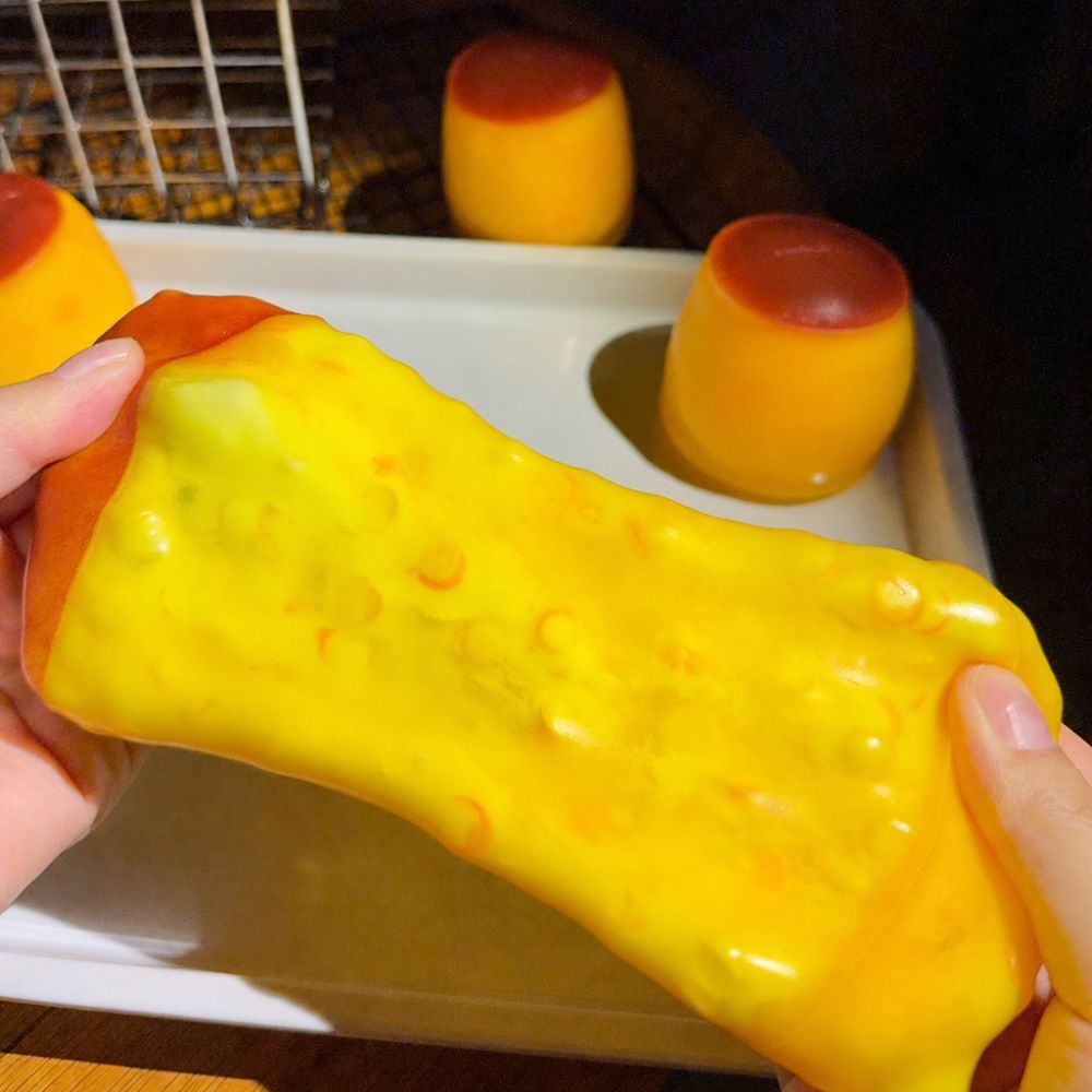 JUIC Caramel Pudding Căng Thẳng Bóng Squishy, Mềm Mại Thực Tế Hình Pudding Đồ Chơi Phục Hồi Chậm, Sáng Tạo Handmade Phục Hồi Chậm Lo Âu Giảm Caramel Pudding Fidget Đồ Chơi Quà Tặng Thư Giãn
