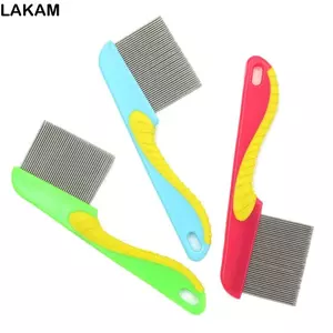 Lược đánh dấu bọ chét LAKAM, Lược chải lông chó dễ thương di động, Bàn chải tẩy lông nhiều màu tự làm sạch bền bỉ cho chó