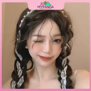 MYPANDA Pháp Giả Ngọc Trai Tóc Ruy Băng Ren Nữ Phong Cách Rừng Cổ Tích Làm Đẹp Phụ Kiện Tóc.