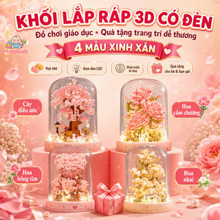 Mô hình lắp ráp 3D cây đèn – Hạt nhỏ, có đèn LED – 4 mẫu xinh xắn –Đồ chơi giáo dục phát triển tư duy–Quà tặng trang trí
