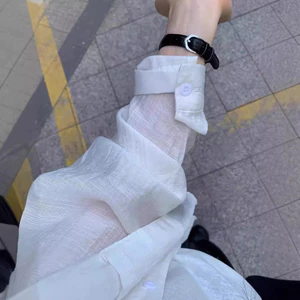 Phong Cách Hàn Quốc Trắng Mỏng Phong Cách Chống Nắng Dài Tay Áo Sơ Mi Nữ Mùa Hè Phong Cách Mới Rời Lười Phong Cách Áo Sơ Mi Áo Khoác Hàng Đầu