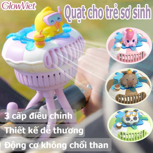 Quạt gắn xe đẩy em bé,Xe Đẩy Em Bé 4-in-1 Gió Mạnh,kẹp bạch tuộc,yên tĩnh và gió mạnh,Xoay 360°