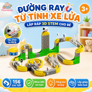 Đường ray từ tính xe lửa – Lắp ráp 3D STEM–Tàu chạy tự động, nhựa ABS an toàn–phát triển tư duy– Đồ chơi giáo dục cho bé