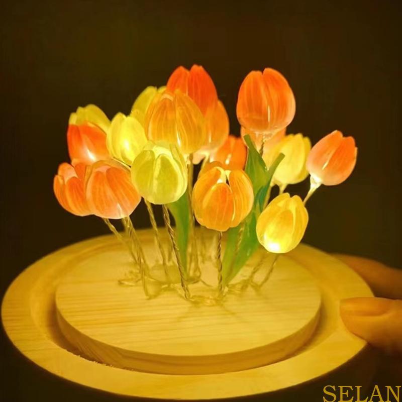 SELA 50 Chiếc Acrylic Hạt Hoa In Màu Hoa Tulip Bud Hoa Đèn Ngủ Phụ Kiện Cho Phòng Trang Trí Nhà Cửa